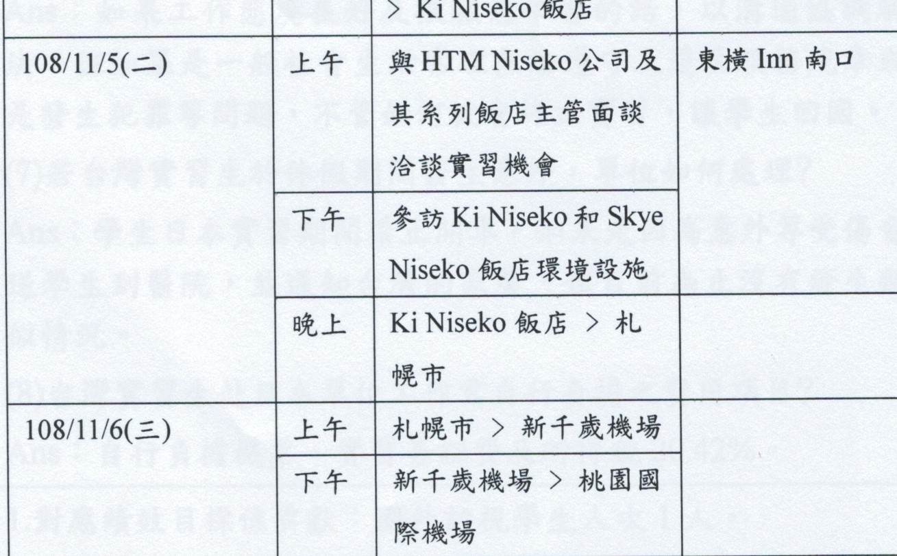 行程表